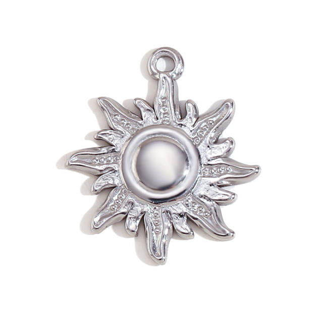 Silver color vintage sun cross pray hand coin stainless steel pendant DIY