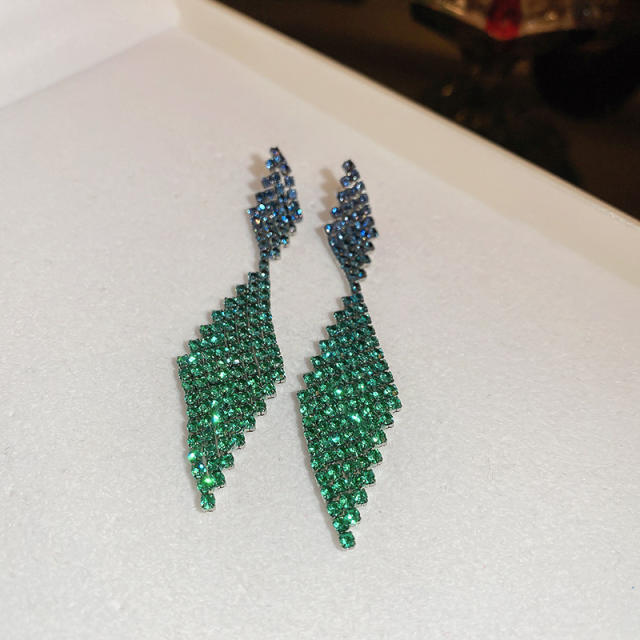 Luxury Gradient color diamond tassel prom party earrings