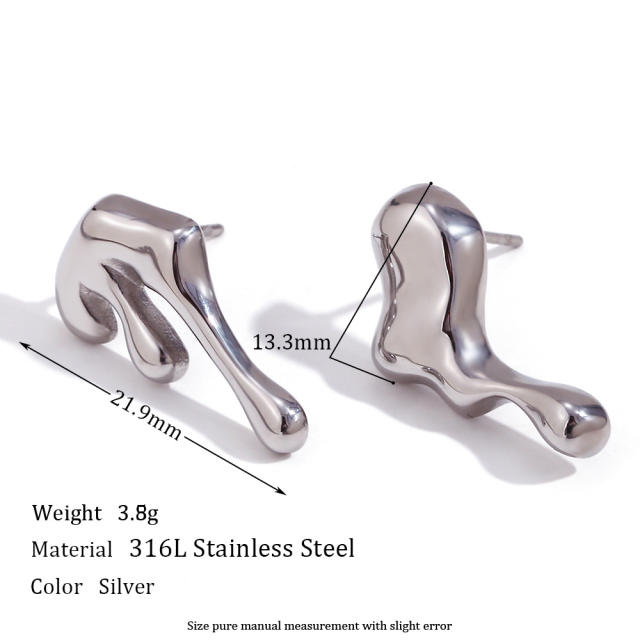 18K lava series heart design stainless steel earrings