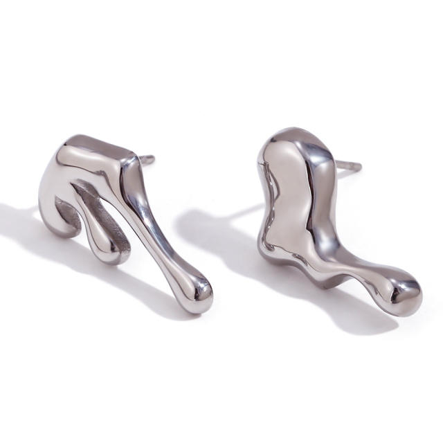 18K lava series heart design stainless steel earrings