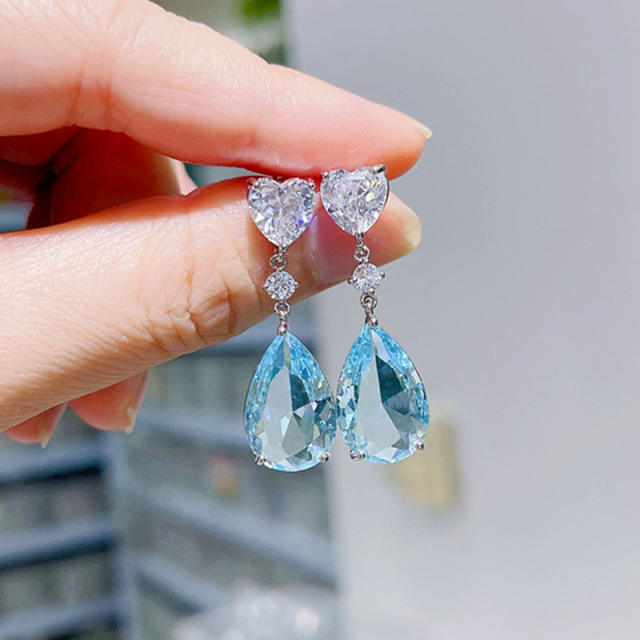 Delicate emerald aquamarine drop earrings