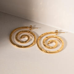 Funny personality spiral shape stainless steel earrings