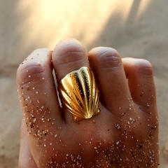18K gold plated holiday beach trend shell shape stainless steel rings