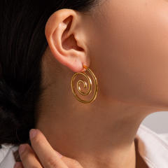 Funny personality spiral shape stainless steel earrings