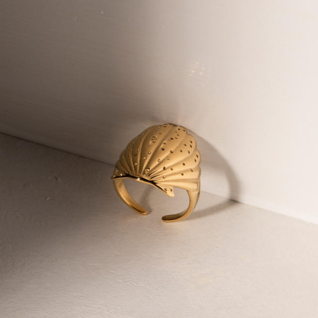 18K gold plated holiday beach trend shell shape stainless steel rings
