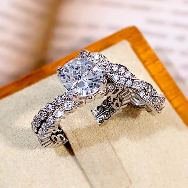 3pcs diamond wedding rings set engagment rings