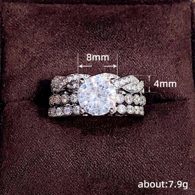 3pcs diamond wedding rings set engagment rings