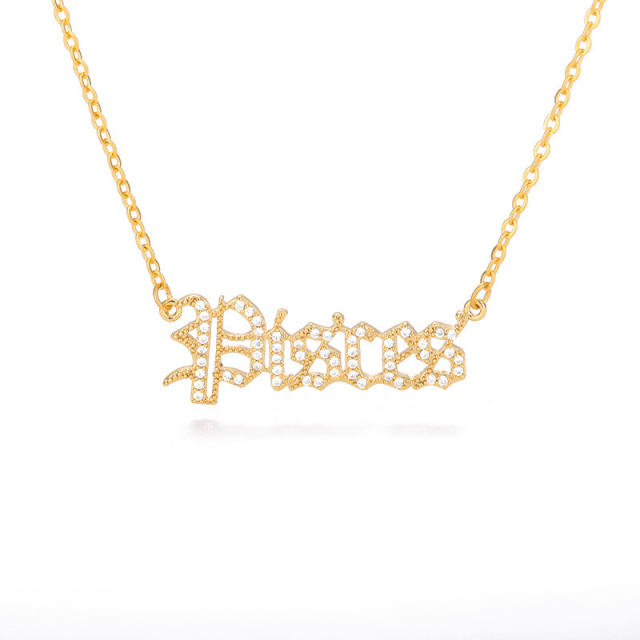 Diamond zodiac gold plated copper women necklace