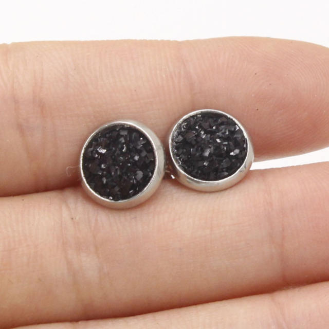 8MM colorful shiny round piece stainless steel earrings for kids