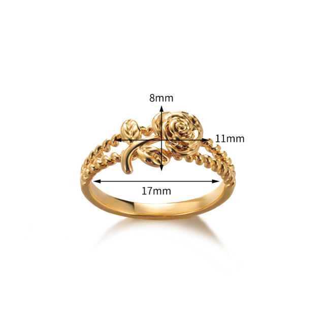 Creative flower butterfly unique gold plated copper finger rings