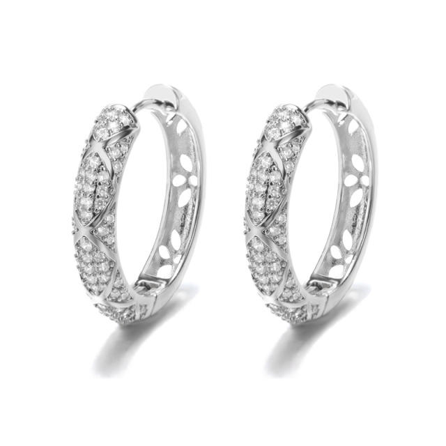 Delicate gold plated copper diamond twisted hoop earrings