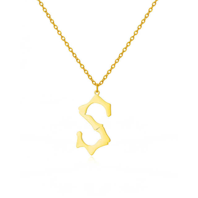 Personality initial letter pendant stainless steel necklace