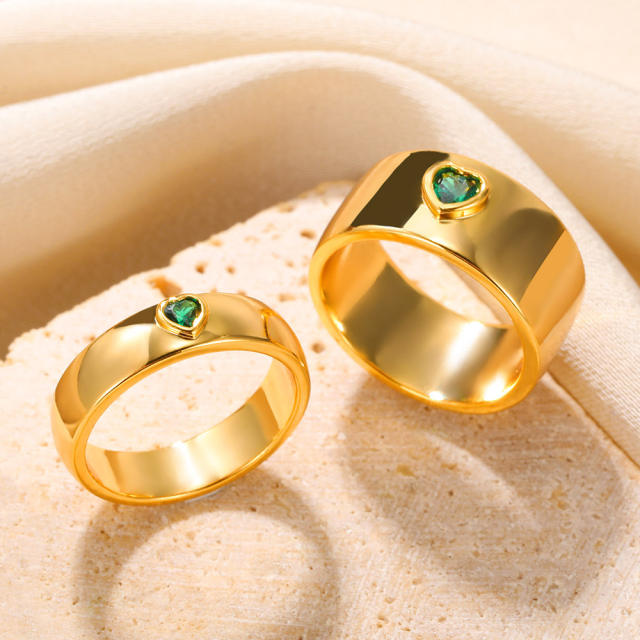 18k gold plated emerald statement copper rings band couple rings