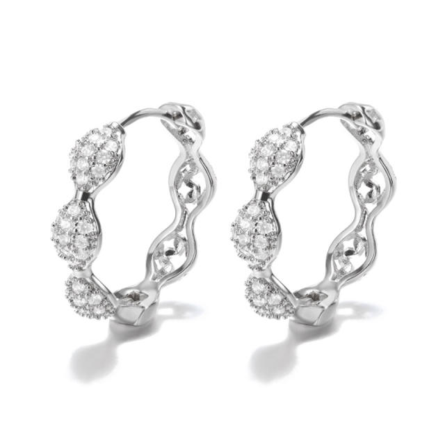 Delicate gold plated copper diamond twisted hoop earrings