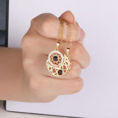 Korean fashion hollow out moon star 100 language i love you Magnetic attraction couple matching necklace