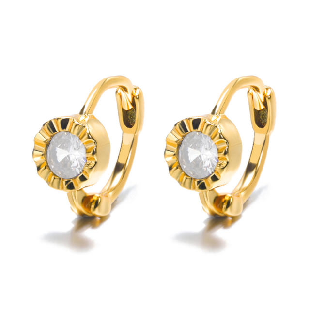 Delicate cubic zircon star gold plated copper huggie earrings