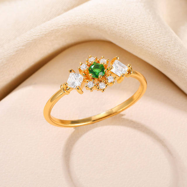 Creative cubic zircon statement easy match gold plated copper rings