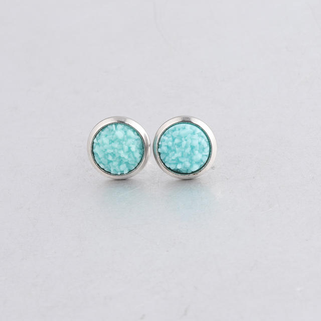 8MM colorful shiny round piece stainless steel earrings for kids