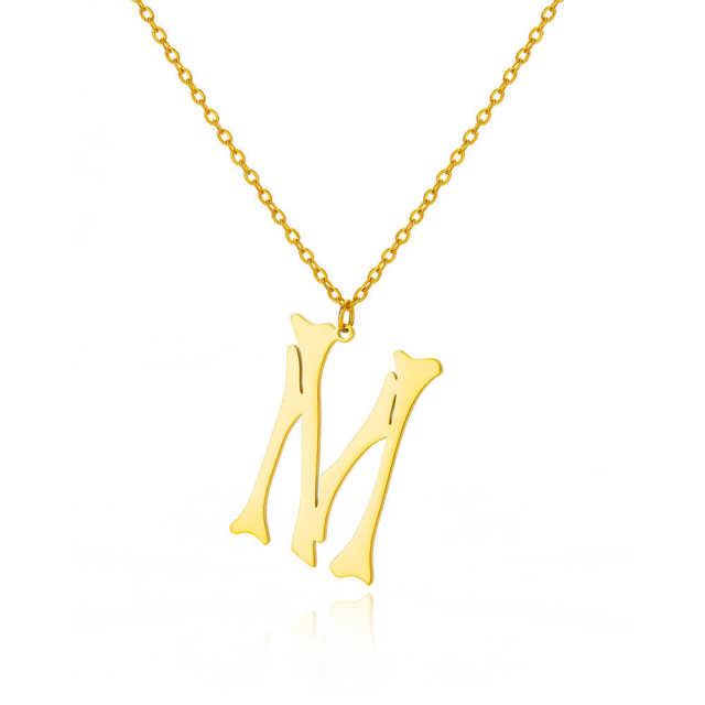 Personality initial letter pendant stainless steel necklace