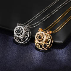 Korean fashion hollow out moon star 100 language i love you Magnetic attraction couple matching necklace