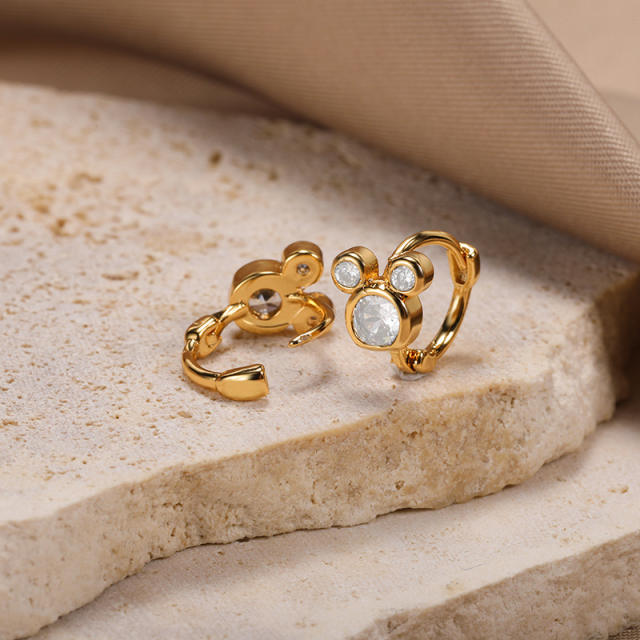 Delicate cubic zircon star gold plated copper huggie earrings
