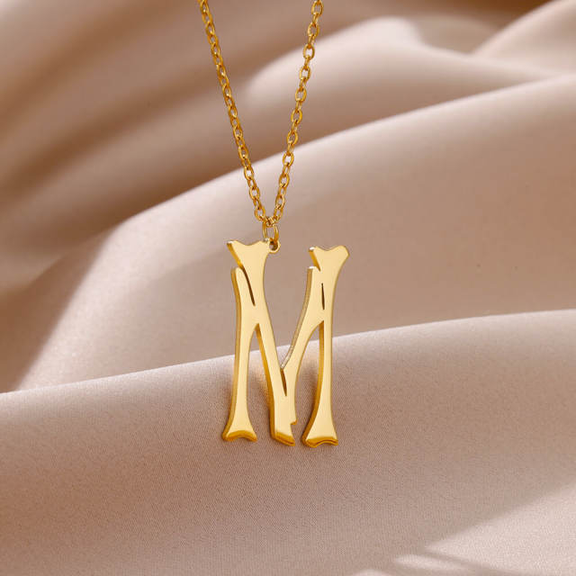 Personality initial letter pendant stainless steel necklace