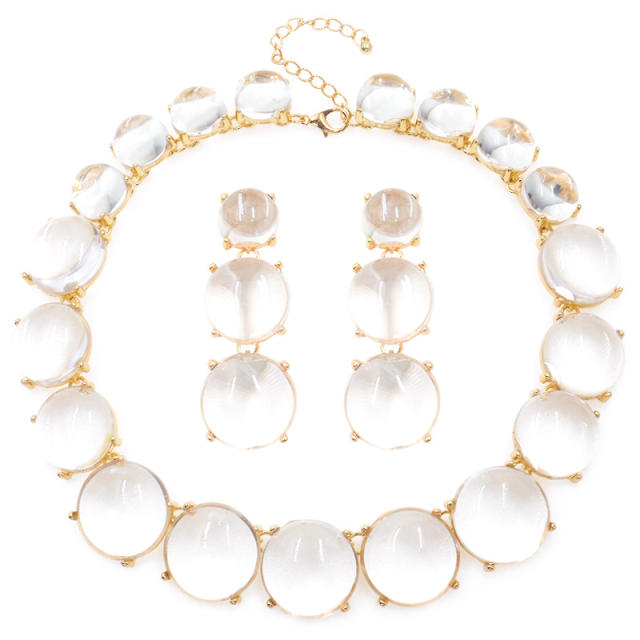 Summer chunky resin ball women necklace set