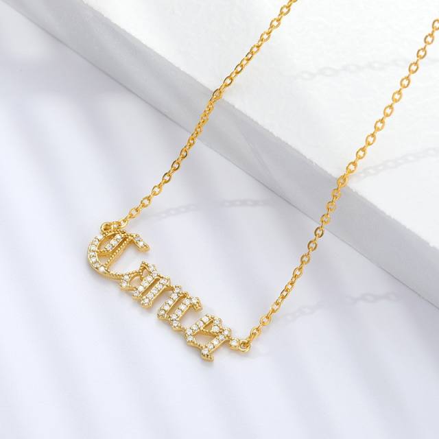 Diamond zodiac gold plated copper women necklace