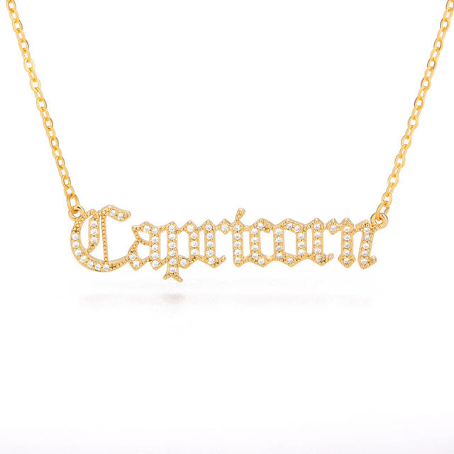 Diamond zodiac gold plated copper women necklace