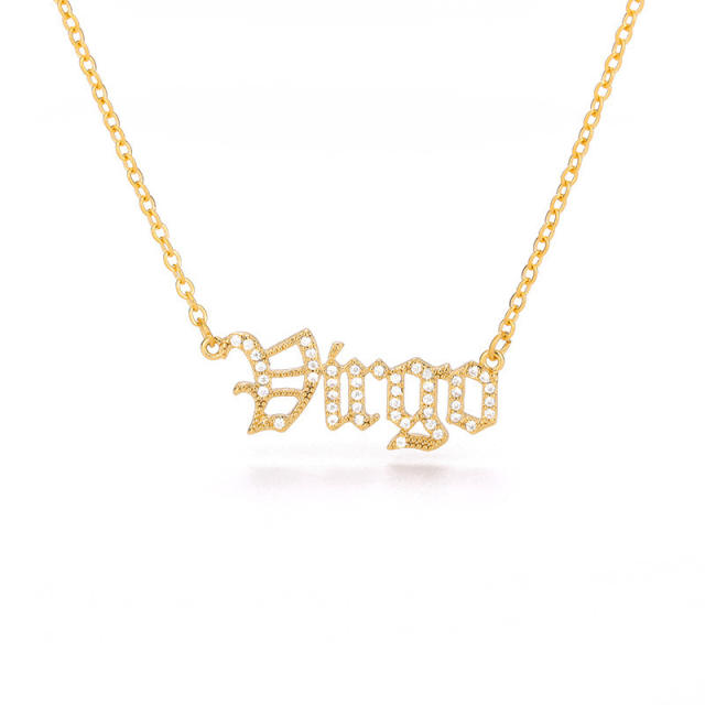 Diamond zodiac gold plated copper women necklace