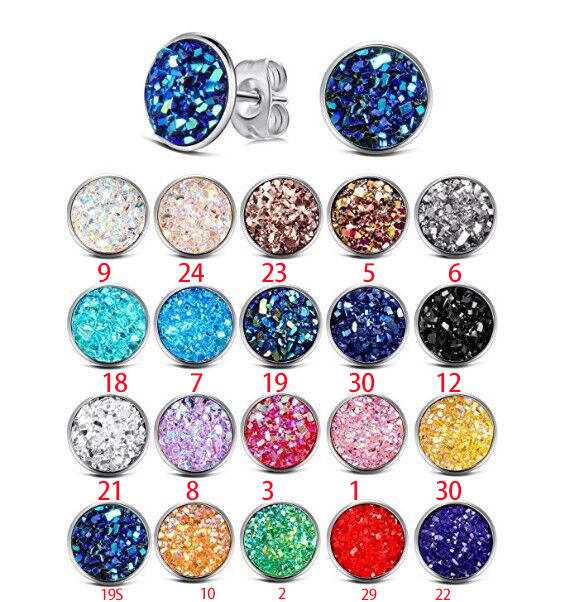 12mm mix color basic round piece shiny stainless steel studs earrings set