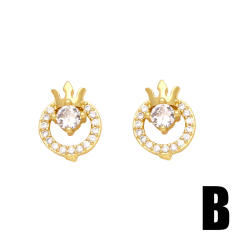 Cute animal series pave setting cubic zircon copper studs earrings