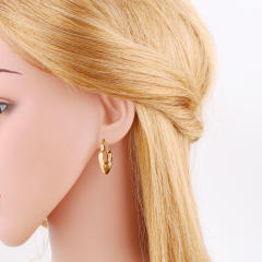 Luxury pave setting cubic zircon gold plated copper hoop earrings
