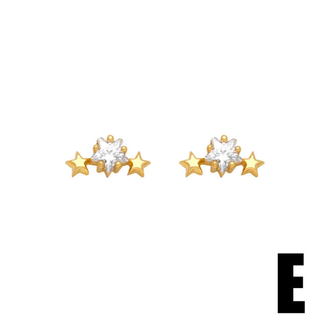 Delicate full cubic zircon diamond flower copper studs earrings