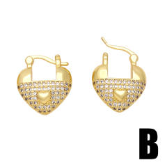 Luxury pave setting cubic zircon gold plated copper hoop earrings