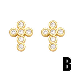 Sweet red heart full cubic zicon diamond copper studs earrings