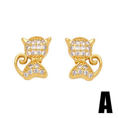 Cute animal series pave setting cubic zircon copper studs earrings