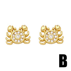Sweet crab dragonfly animal series pave setting cubic zircon copper studs earrings