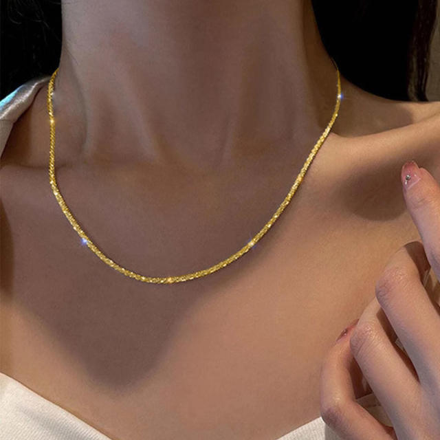 INS hot sale shiny simple thin chain choker necklace for women