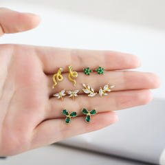 Sweet crab dragonfly animal series pave setting cubic zircon copper studs earrings