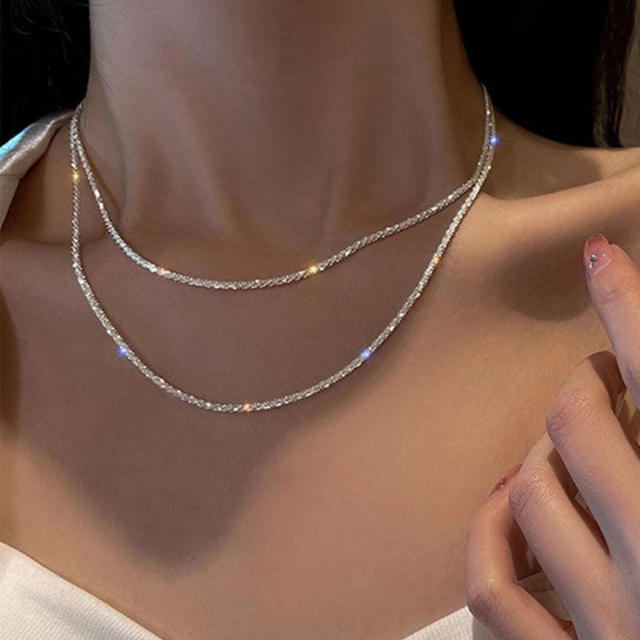 INS hot sale shiny simple thin chain choker necklace for women