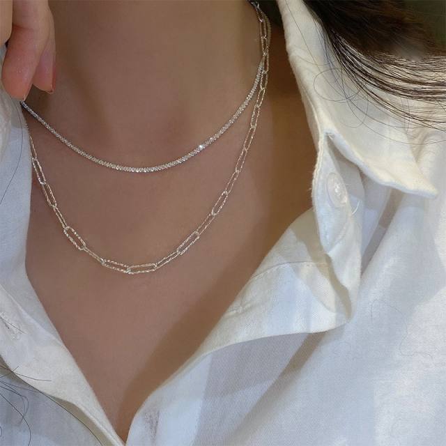 INS hot sale shiny simple thin chain choker necklace for women