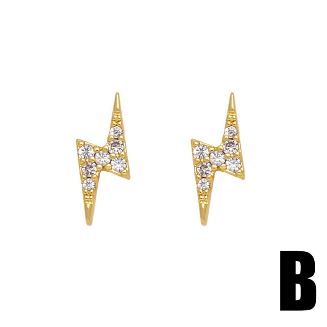 Easy match full cubic zircon diamond copper studs earrings