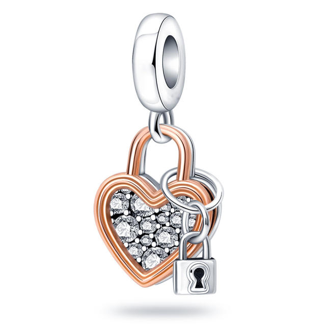 Two tone infinity love heart shape diy  bracelet charm