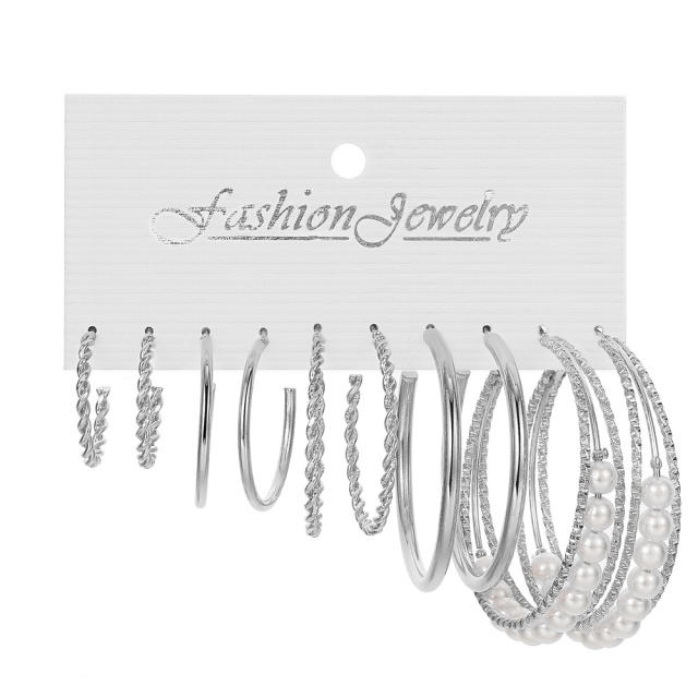 5 pair hot sale classic hoop earrings set