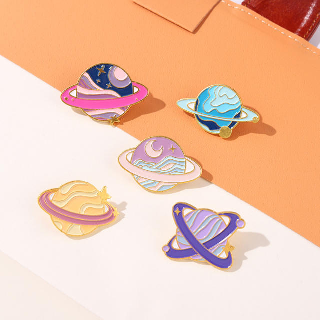 Cute color enamel the planet shape alloy brooch pins