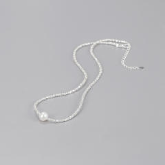 Elegant one water pearl 925 sterling silver women necklace