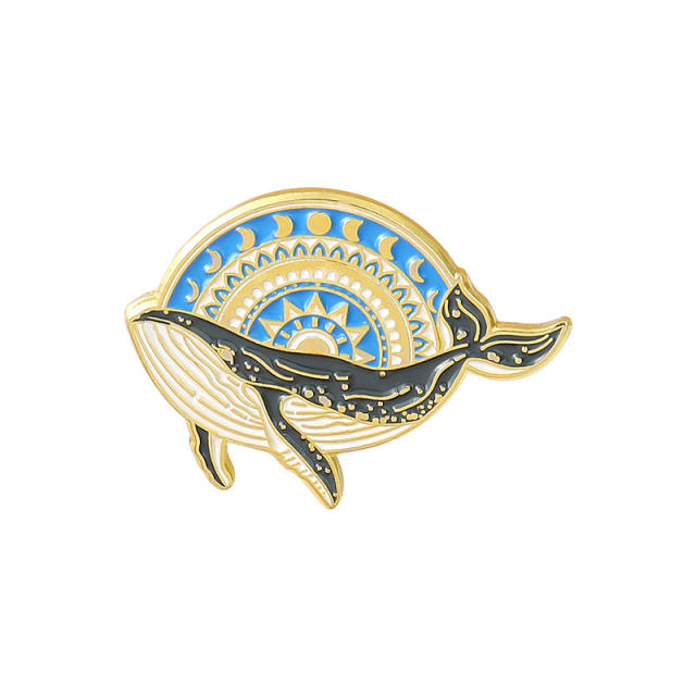 Creative blue color ocean series whale alloy brooch pins