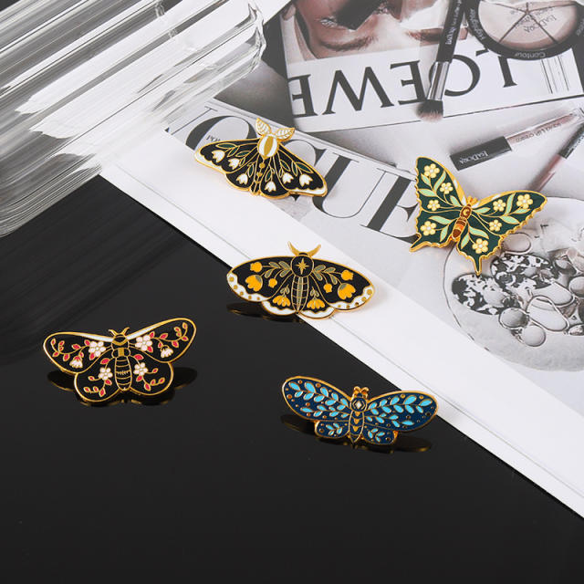 Hot sale color enamel animal series butterfly brooch pins