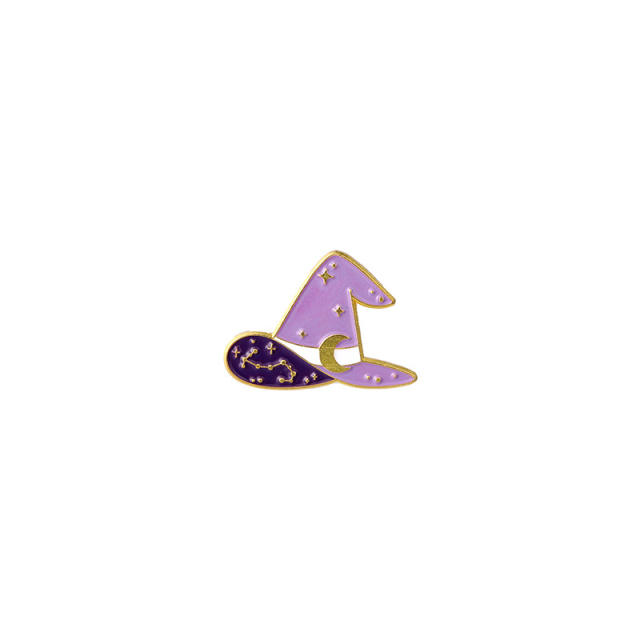 Cartoon purple color enamel halloween the witch series brooch pins